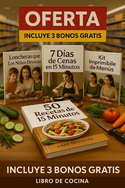 50 Recetas de 15 Minutos para  Mamá Ocupada mas bonos EXTRAS